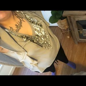 Vintage Torrid Sequin Grey Pre 2012 Blouse Shirt